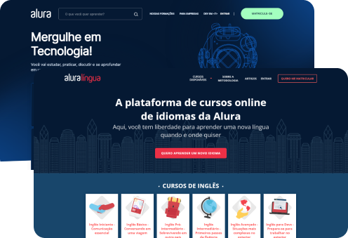 tela da alura plus e alura lingua